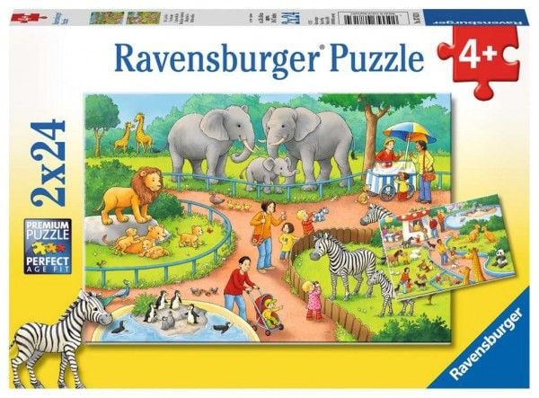 Ravensburger Puslespill 2x24 stk. - En dag i dyrehagen