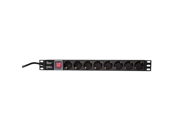 LogiLink PDU8C01, Grunnleggende, 1U, Aluminium, Sort, 8 AC-utganger, Type F