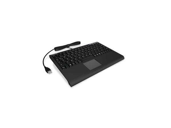 KeySonic ACK-540U+ (US), Mini, Koblet med ledninger (ikke trådløs), USB, Membrannøkkelbryter, QWERTY, Sort