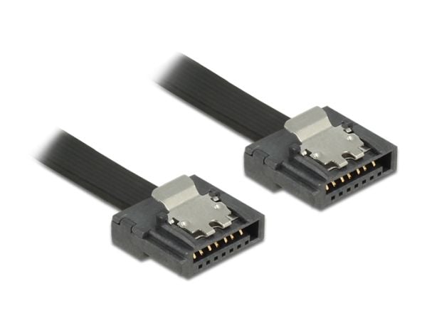 Delock FLEXI - SATA-kabel - Serial ATA 150/300/600 - SATA (hann) til SATA (hann) - 50 cm - låst - svart