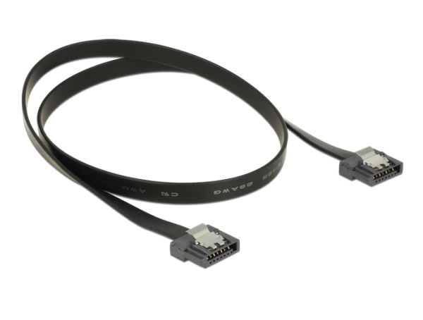 Delock FLEXI - SATA-kabel - Serial ATA 150/300/600 - SATA (hann) til SATA (hann) - 50 cm - låst - svart