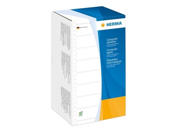 HERMA Computer labels - Papir - matt - permanent selv-adhesiv - perforert - hvit - 147.32 x 99.2 mm 3000 etikett(er) sammenhengde siksakfoldede eti...