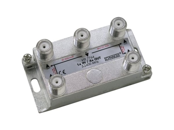 Schwaiger VTF7764 531, Kaapelin jakaja, 5 - 2400 MHz, Hopea, Metalli, 1 kpl, 70 mm