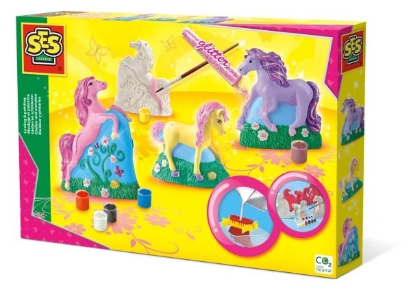 SES Creative Casting & painting horses, Støpe/malesett for barn, 5 år, Flerfarget