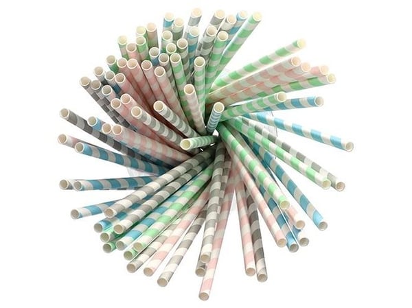 PAPSTAR paperinen juomapilli "Stripes", 200 mm, lajitellut värit, valmistettu paperista, pituus: 200 mm, halkaisija: 6 mm, kestävä - 1 kpl (87011)