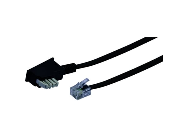 Schwaiger TAL6237 533, 10 m, RJ-11, TAE (N), Hankjønn, Hankjønn, Sort