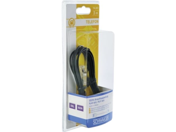 Schwaiger modeemikaapeli RJ11 6P2C -> RJ45 8P2C 3m musta