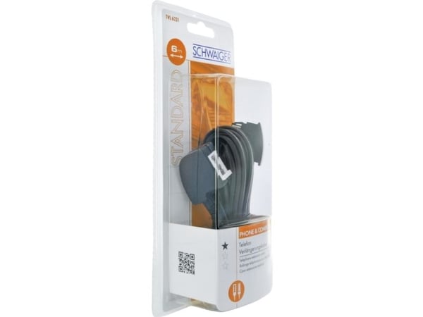 Schwaiger telefonkabel forleng. TAE-F 6P4C -> TAE-F 6P4C 6 m