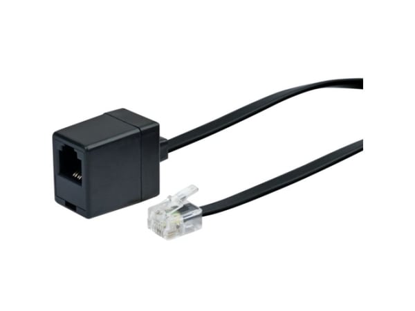 Schwaiger - Telefonforlengelseskabel - RJ-11 (hunn) til RJ-11 (hann) - 10 m - flat - svart
