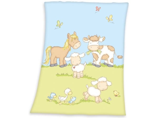 Babybest Bondegårdsdyr Fleece tæppe - 75 x 100 cm