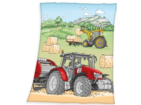 Traktor Fleece tæppe - 130 x 160 cm
