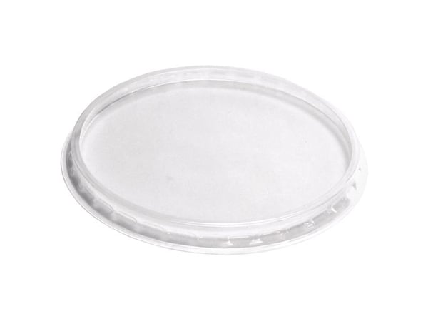 Låg t/plastbakke, Færch, 10-250, Rund Ø 105, højde 8 PP, transparent, pakke a 100 stk Fødevaregodken