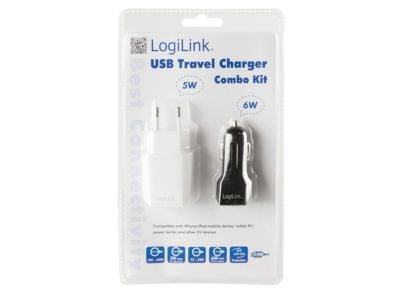 LogiLink PA0109, Automatisk, Innendørs, AC, Cigartenner/lighter, 5 V, Sort, Hvit