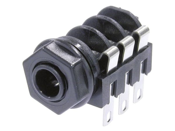 Neutrik NMJ6HC-S 6,35 mm jackplugg tilkobling, horisontal innbygging, poler: 3 stereo svart (1 stk)