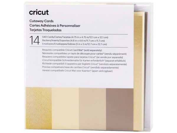 Cricut Neutrals Sampler - Cutaway card set - grå, kaki, kremfarget, hvit, holographic gold