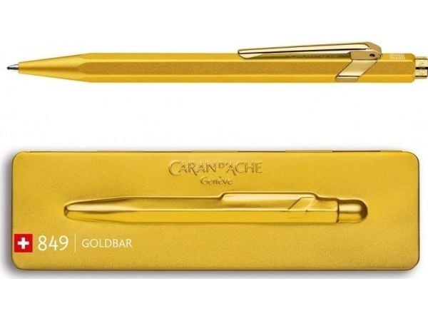 Caran d'Ache kulspetspenna CARAN D'ACHE 849 Goldbar, M, i etui, gul