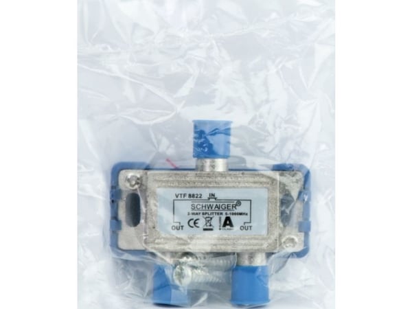 Schwaiger VTF8822 241, Kaapelin jakaja, 5 - 1000 MHz, Hopea, Alumiini, 1 kpl, 55 mm