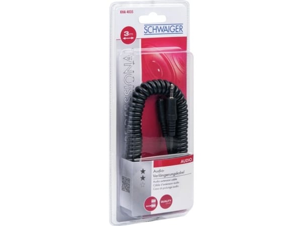 Schwaiger - Hodetelefonsforlengelseskabel - mini-phone stereo 3.5 mm hunn til mini-phone stereo 3.5 mm plugg - 3 m - svart