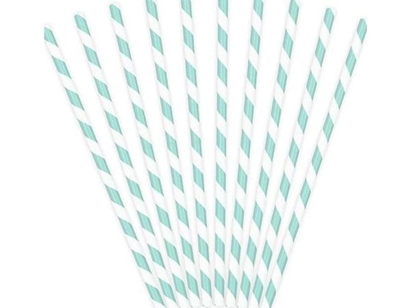 Papir sugerør sky blue striber