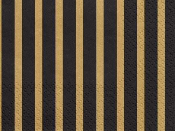 Party Deco Servietter, striper, svart og gull, 33x33 cm, 20 stk universal Party Deco Servietter, striper, svart og gull, 33x33 cm, 20 stk universal
