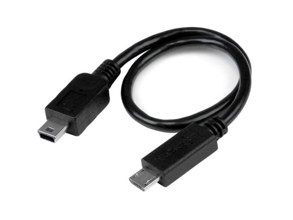 StarTech 8in USB OTG Cable - Micro USB to Mini USB - M/M - USB OTG Mobile Device Adapter Cable - 8 inch (UMUSBOTG8IN) - USB-kabel - mini-USB type B...
