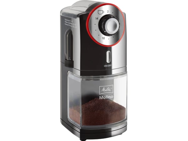 Melitta Molino, 200 g, Musta, Punainen, Ruostumaton teräs, 14 kpl, 100 W, 1,61 kg, 162 mm