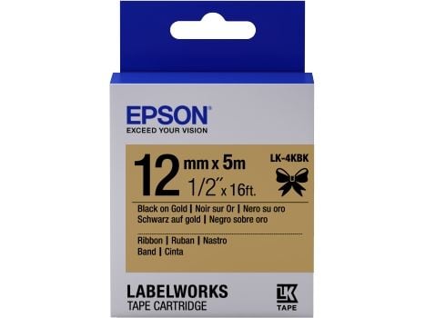 Epson LabelWorks LK-4KBK - Svart på gull - Rull (1,2 cm x 5 m) 1 kassett(er) merketape - for LabelWorks LW-1000, 300, 400, 600, 700, 900, K400, Z50...