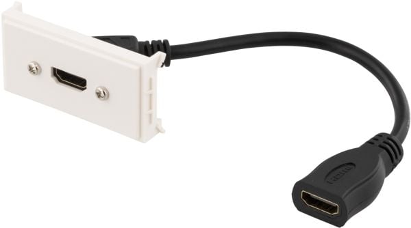 Deltaco Liitinpaneeli, 1xHDMI, 0,2m, valkoinen, musta
