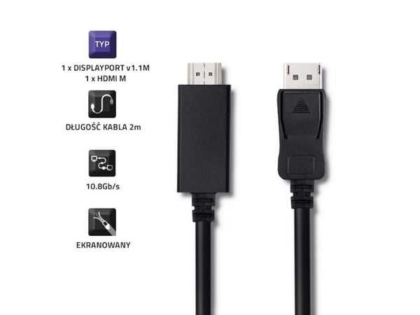 Qoltec - Adapterkabel - DisplayPort hann til HDMI hann - 2 m
