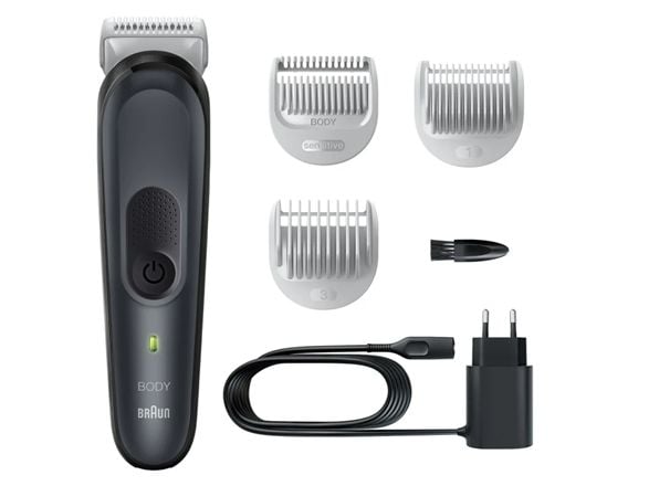 Braun BodyGroomer 3 BG3340, AC/Batteri, Svart, Grå