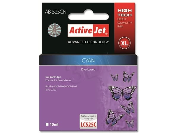 Activejet AB-525CN, Høyt (XL) utbytte, Fargestoffbasert blekk, 15 ml, 1 stykker, Enkeltpakke