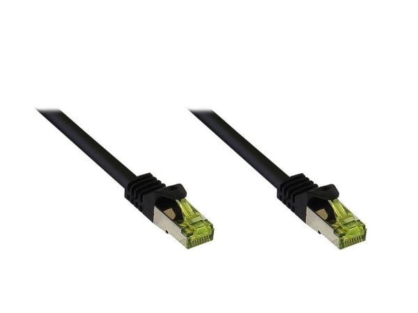 RJ45 patchkabel Cat.7 råkabel med RNS® låsebeskyttelse, S/FTP, PiMF, halogenfri, 600 MHz, OFC, svart, 10 m (8070R-100S)