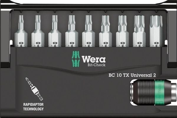 Wera 05057115001, 9 stykker, Torx, TX10, TX15, TX20, TX25, TX30, TX40, TX6, TX8, TX9, Rustfritt stål, 1x 1/4"x50 mm 1x TX 10x25 mm 1x TX 15x25 mm 1...