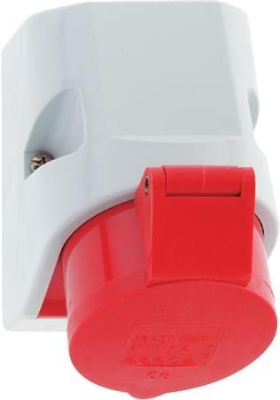 BALS CEE seinäpistorasiaH6 400V 16A 5-napainen punainenleveä korkeus 75x100 mm, yläosa M20 alaosa M20 Quick Connect®IP44, polyamidi