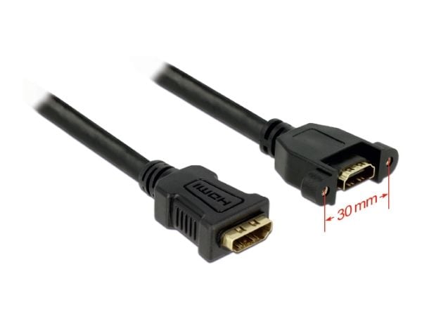 Delock - HDMI-kabel - HDMI hunn til HDMI hunn - 25 cm - svart