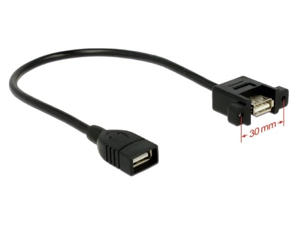 Delock - USB-hann-hunnveksler - USB (hunn) til USB (hunn) - 25 cm - tommelskruer - svart