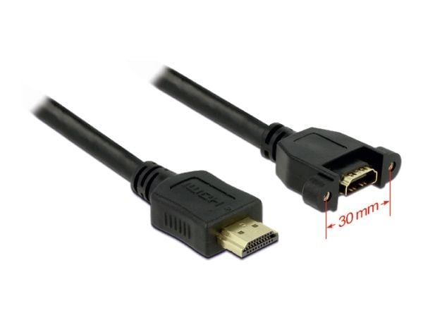 Delock - HDMI-kabel med Ethernet - HDMI hann til HDMI hunn - 1 m - svart