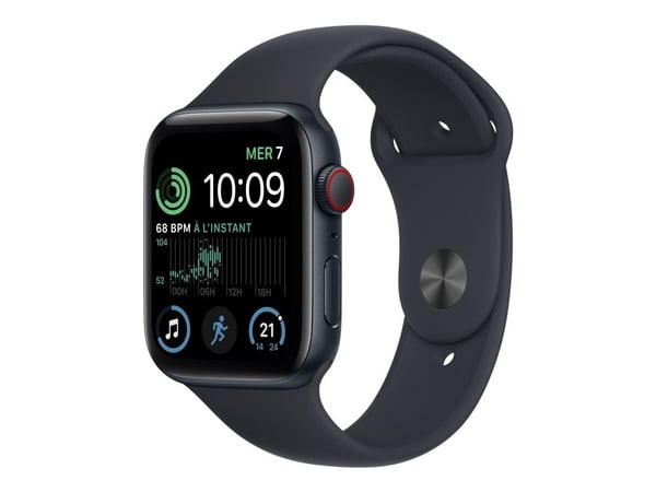 Apple Watch SE (GPS + Cellular) - 2. generasjon - 44 mm - midnattsaluminium - smartklokke med sportsbånd - fluorelastomer - midnatt - båndbredde: R...