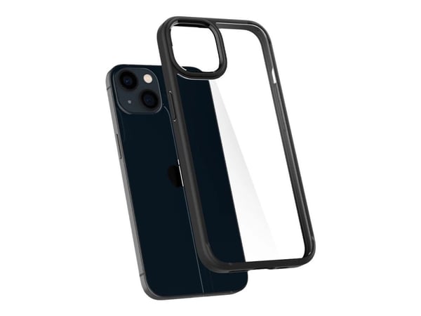 Spigen Ultra Hybrid - Baksidesskydd för mobiltelefon - polykarbonat, termoplastisk polyuretan (TPU) - klar, mattsvart - 6.1" - för Apple iPhone 13