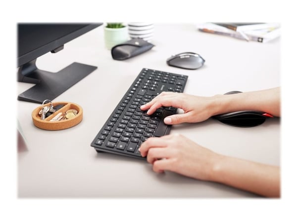 CHERRY KW 9100 SLIM - Tastatur - trådløs - 2.4 GHz, Bluetooth 4.0 - Fransk - tastsvitsj: CHERRY SX - svart, sølv