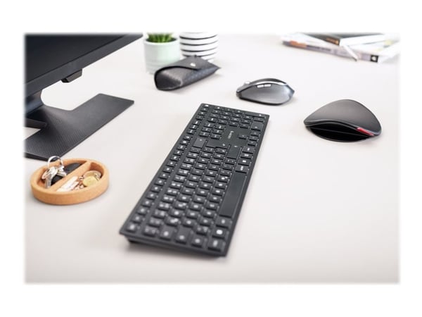CHERRY KW 9100 SLIM - Tastatur - trådløs - 2.4 GHz, Bluetooth 4.0 - Fransk - tastsvitsj: CHERRY SX - svart, sølv