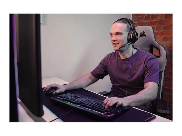 CORSAIR Gaming HS55 SURROUND - Hodesett - full størrelse - kablet - 3,5 mm jakk - karbon