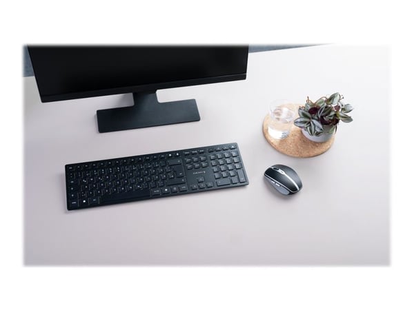CHERRY KW 9100 SLIM, Langaton, RF Wireless + Bluetooth, AZERTY, Musta