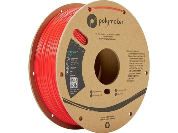 Polymaker PA02004 PolyLite PLA-filament 1,75 mm, 1000 g, rød (PolyLite™ PLA, 1 stk)