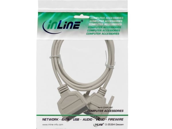 InLine 11435, Beige, 5 m, DB-25 male, Hankjønn/hankjønn, 175 mm, 235 mm