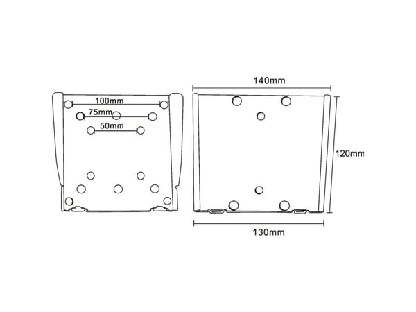 InLine 23114A, 33 cm (13"), 33 cm (13"), 30 kg, 50 x 50 mm, 100 x 100 mm, Sort