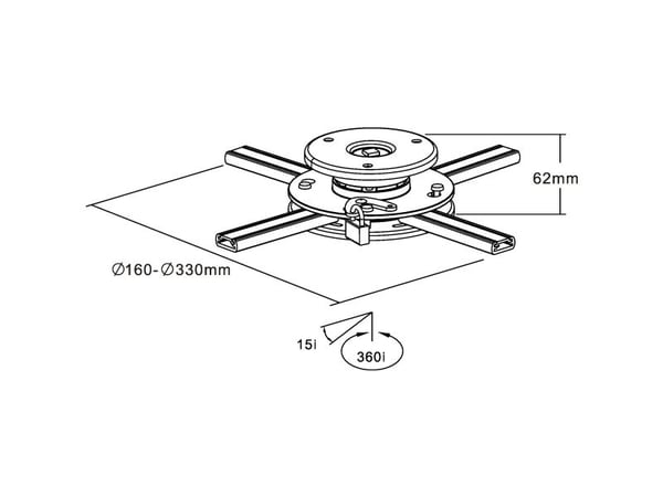 InLine 4043718172375, Tak/Vegg, 20 kg, Svart, Aluminium, Stål, 0 - 360°, 360°