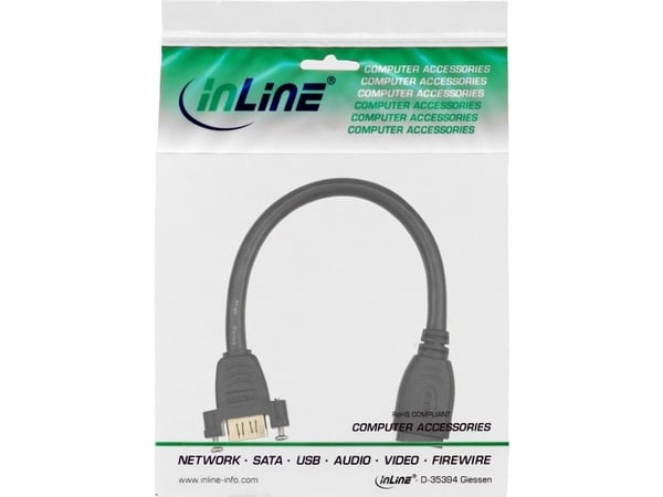 InLine 17600R, 0,2 m, HDMI Type A (Standard), HDMI Type A (Standard), Hunkjønn, Hunkjønn, Rett