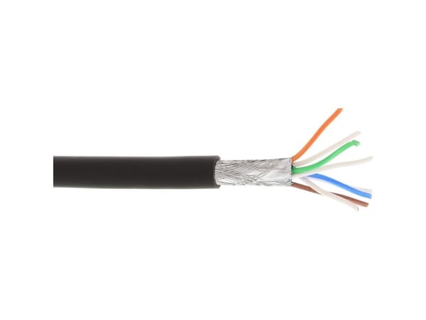 InLine 76899S, 100 m, Cat6a, S/FTP (S-STP), RJ-45, RJ-45, Svart