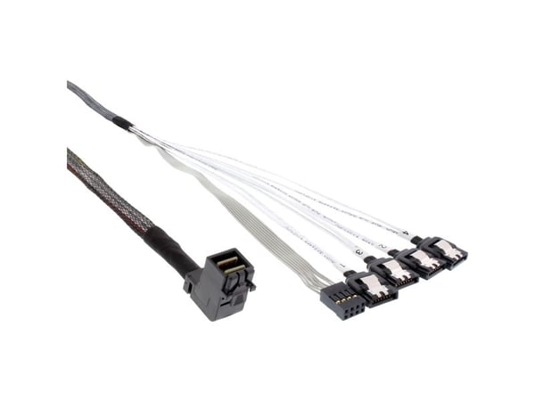 InLine 27631A, 0,5 m, 4x SATA male, 4 x SATA, Ledning feste, Rett, Sort
